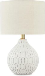 Contemporary Ceramic Table Lamp Antique White 17.75"