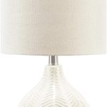 Ceramic Table Lamp Off White Glaze Drum Shade 21"