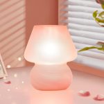 Pink Mushroom Nightstand Lamp Dimmable Soft Light