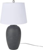 Black Distressed Ceramic Table Lamp 23" White Shade - Image 2