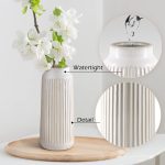 White Ceramic Vase 9" Boho - Image 2