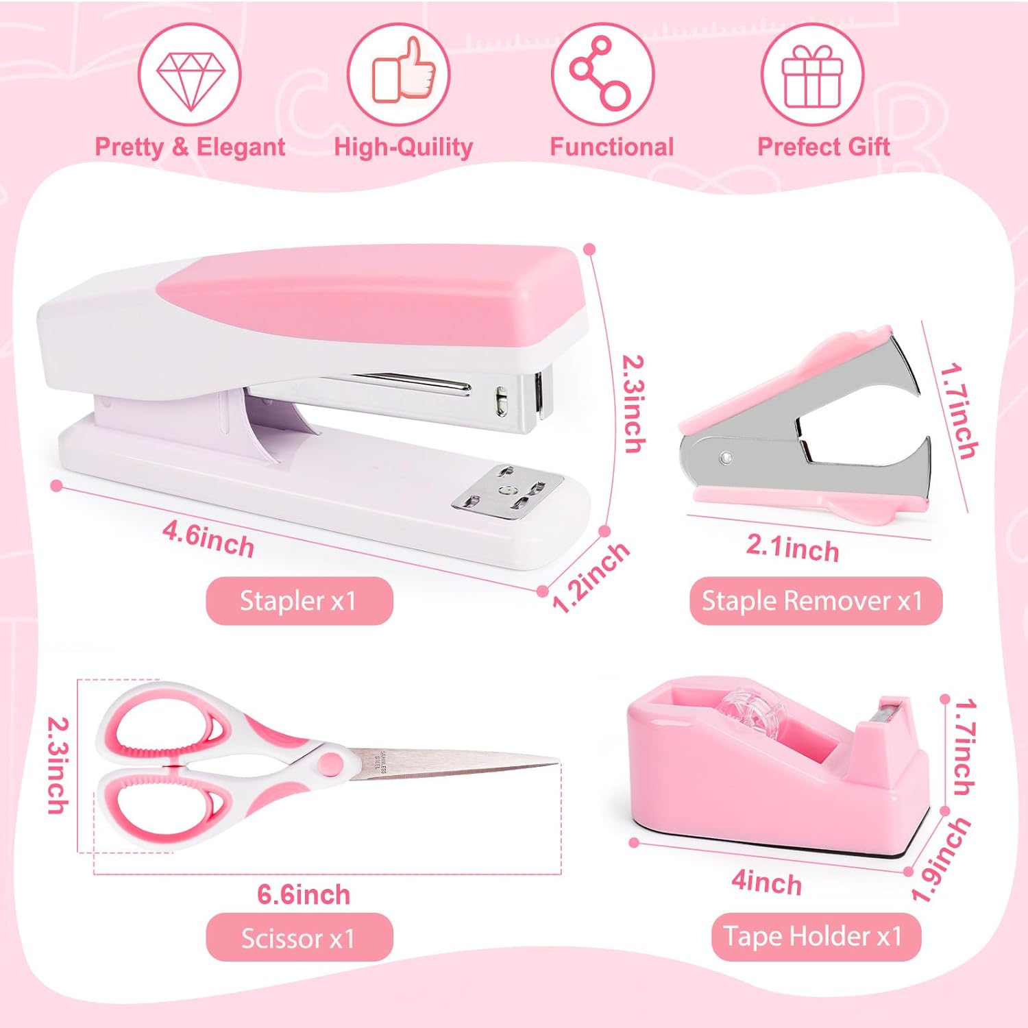 Pink Office Stapler Set - Image 2