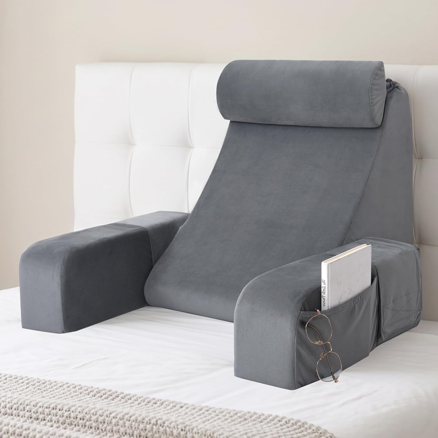 618kMm8TGL._AC_SL1500_.jpg Reading Pillow with Armrests & Pockets - Image 1