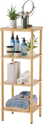 Bamboo 4-Tier Bathroom Storage Shelf