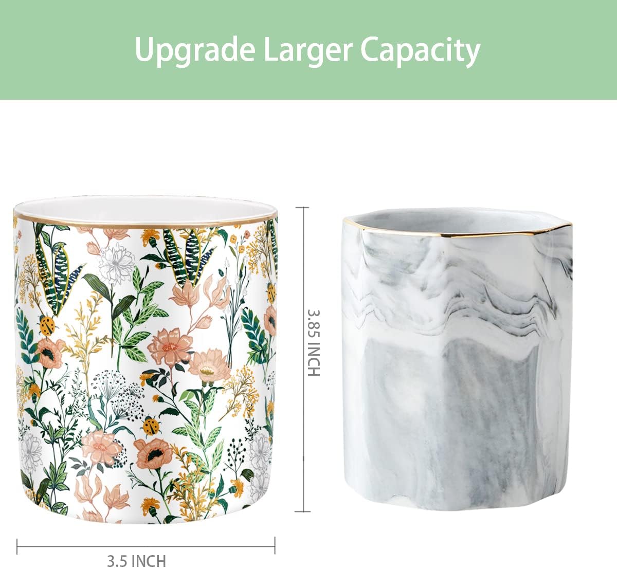 White Flower Ceramic Large Pen Holder - Image 2