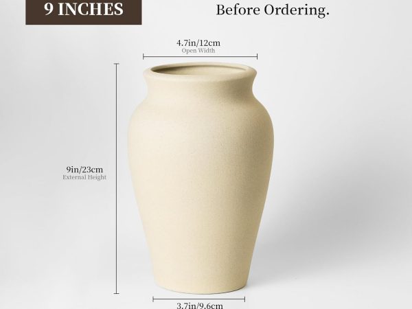 Wide Mouth Pottery Vase 9" Terracotta
