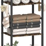 3-Tier Towel Rack Black U-Shape with Shelf
