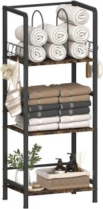 3-Tier Towel Rack Black U-Shape with Shelf