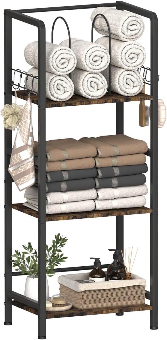 61P1OSHNq5L._AC_SL1200_.jpg 3-Tier Towel Rack Black U-Shape with Shelf - Image 1