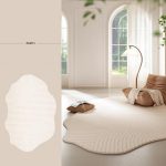Cream Curved Striped Irregular Rug 10x16 Minimalist - Image 2