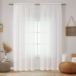 Ivory Sheer Curtains 84" 2 Panels Light Filtering