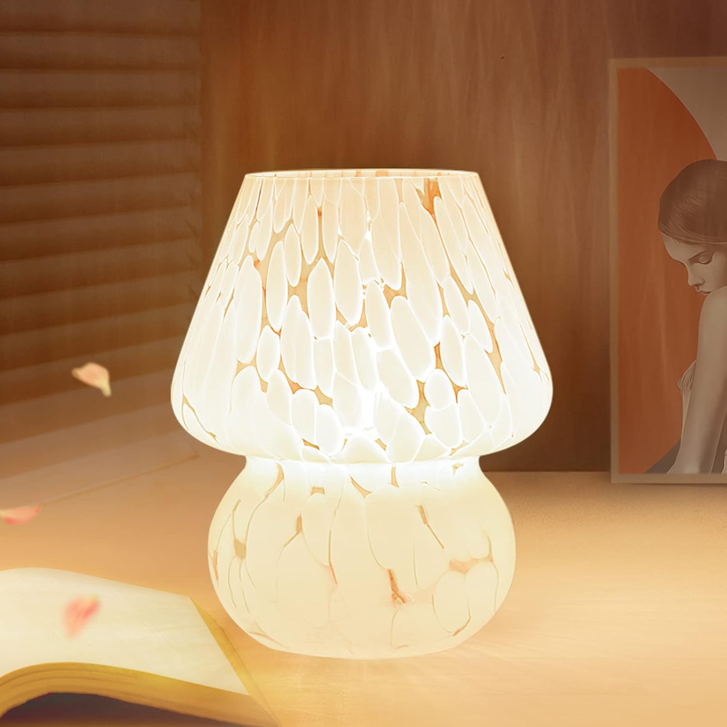 61dKnSDcQL._AC_SL1500_.jpg Dimmable Mushroom Bedside Lamp Glass White - Image 1