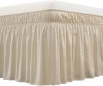 Wrap Around Bed Skirt 16" Beige Three Sides
