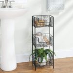 Steel 3-Tier Bathroom Storage Tower Black - Image 2