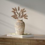 Rustic Ceramic Farmhouse Vase White 8.85" - Image 2