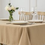 Slubby Textured Waterproof Tablecloth 52x70 Beige - Image 2