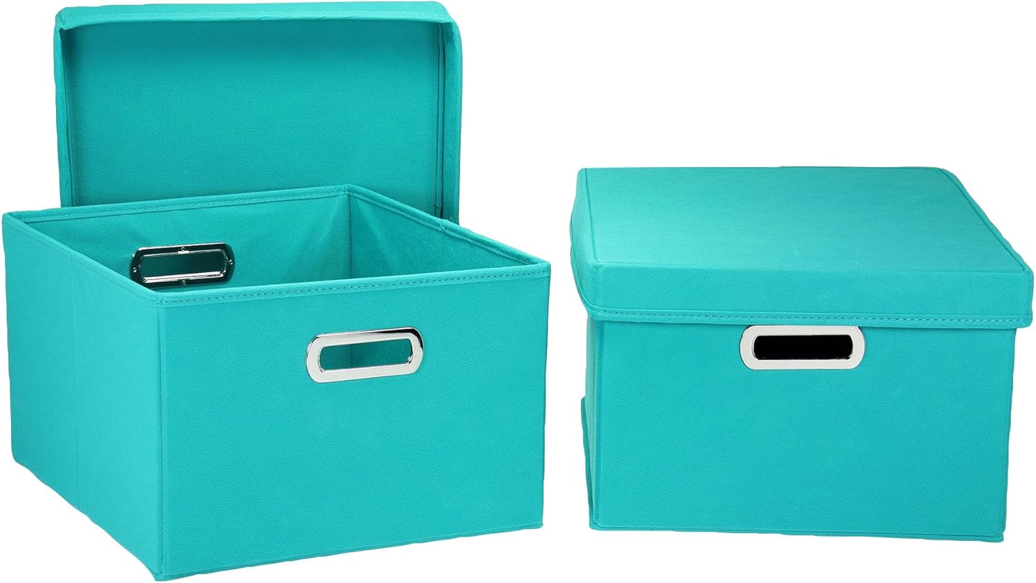 Aqua Fabric Storage Boxes with Lids