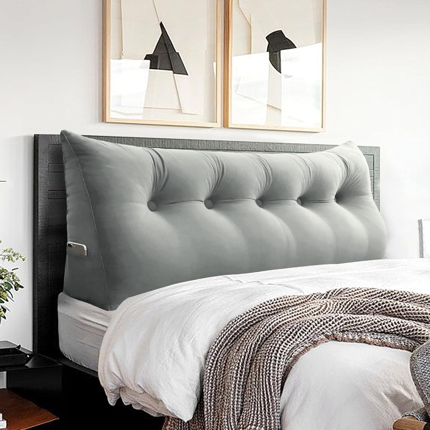 717-mEYzRsL._AC_SL1500_.jpg Headboard Wedge Pillow Large Bolster Triangle - Image 1