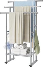 40" Standing Towel Rack 3-Tier Silver with Shelf
