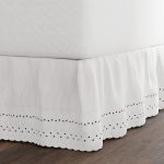 Eyelet Ruffled Bed Skirt 14" White Scalloped
