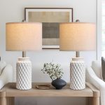 White Modern Ceramic Table Lamp Set 2 20.5"