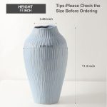 Mat Blue Ceramic Vase 11.6" Decorative - Image 2