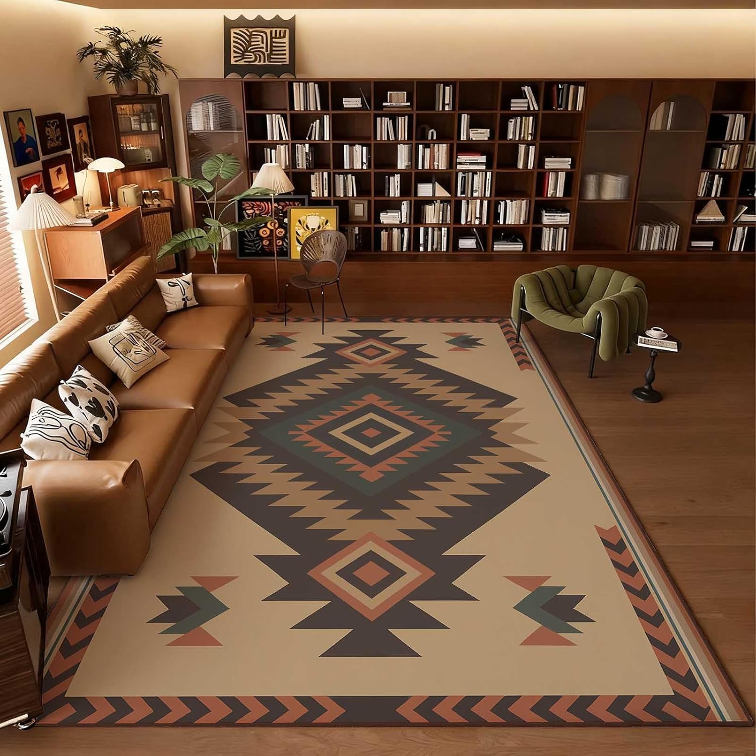 71KUSj2-YL._AC_SL1500_.jpg Southwestern Aztec Tribal Area Rug 10x12 Non Slip - Image 1
