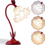 Flower LED Table Lamp Red Pearls Vintage
