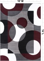 Burgundy Geometric Area Rug 10x14 Overlapping Circles - Image 2