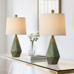 Vintage Table Lamp Set 2 20.25" Blue Green