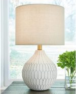 Contemporary Ceramic Table Lamp Antique White 17.75" - Image 2