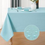 Waterproof Linen Tablecloth 52x70 Aqua
