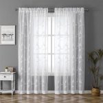 White Embroidery Voile Curtains 54x84 2 Panels - Image 2