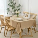 Slubby Textured Waterproof Tablecloth 52x70 Beige