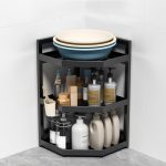 Adjustable 3-Tier Corner Shower Caddy Black