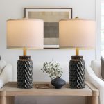 Black Modern Ceramic Table Lamp Set 2 20.5"