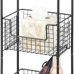 Steel 3-Tier Bathroom Storage Tower Black