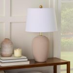 Light Pink Ceramic Table Lamp 23" White Shade