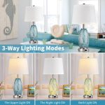 Glass Nightstand Lamp Set 2 USB Type-C 23.5" Coastal - Image 2