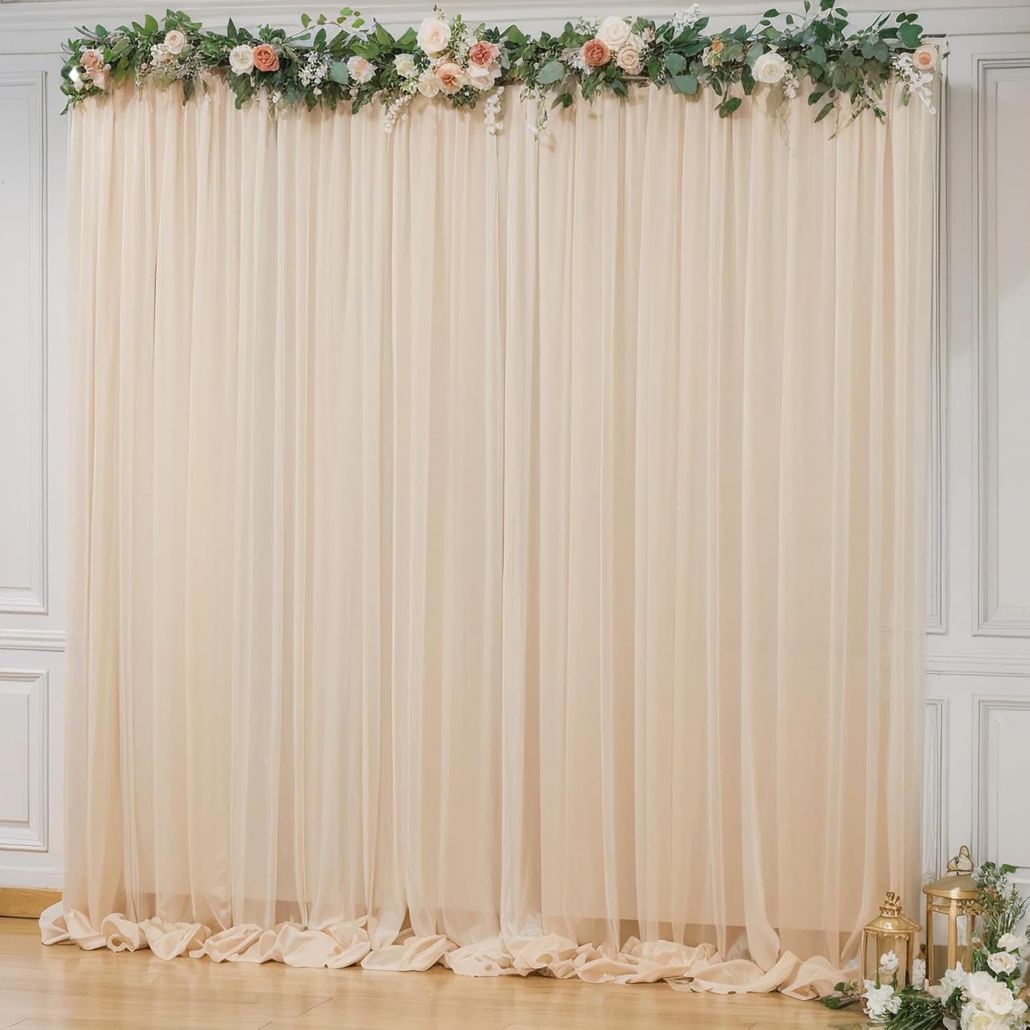 71nYytidoL._AC_SL1500_.jpg Champagne Tulle Backdrop Curtain 10x10ft - Image 1
