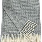 Ukrainian Wool Fringed Herringbone Throw Grey