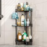 Corner Shower Caddy 3-Tier with Hooks Black