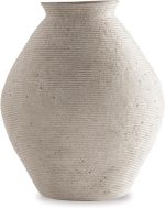 Distressed Polyresin Vase 12" Antique Tan