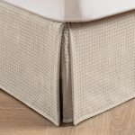 Pleated Waffle Weave Bed Skirt Beige 14"