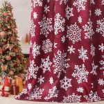 Snowflake Thermal Curtains Red 84" 2 Panels