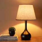 Touch Dimmable Farmhouse Table Lamp Fabric Shade