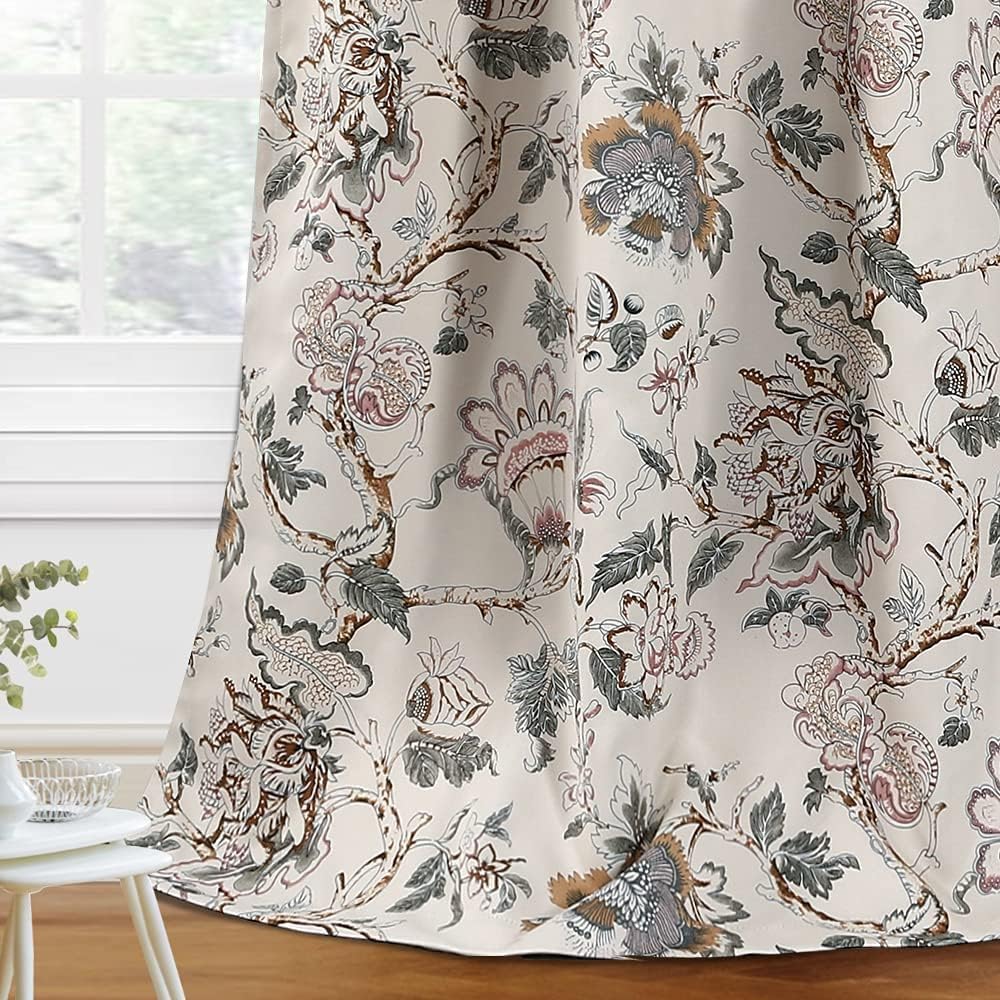 71z4lypmBL._AC_SL1000_.jpg Floral Blackout Curtains 84" Sage Brown 2 Panels - Image 1