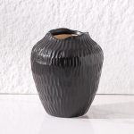 Black Ceramic Round Vase 7.8" Modern - Image 2