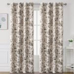 Floral Blackout Curtains 84" Sage Brown 2 Panels - Image 2