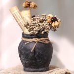 Rustic Black Ceramic Vase 6.5" - Image 2